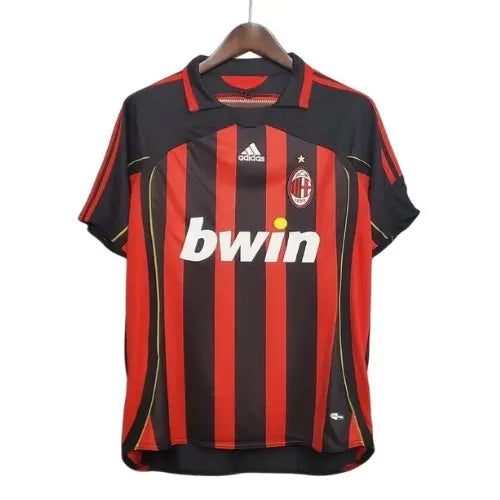 Camisa Milan Home 06/07 Retro Vermelha E Preta