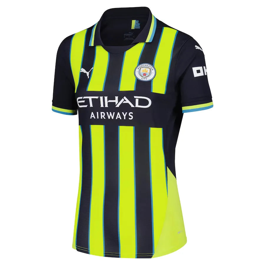 Camisa Manchester City Feminina Away 24/25 Azul E Amarela