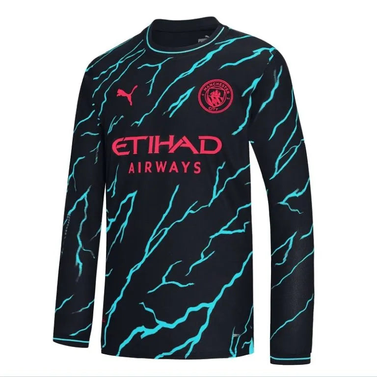 Camisa Manchester City Third 23/24 Manga Longa Azul