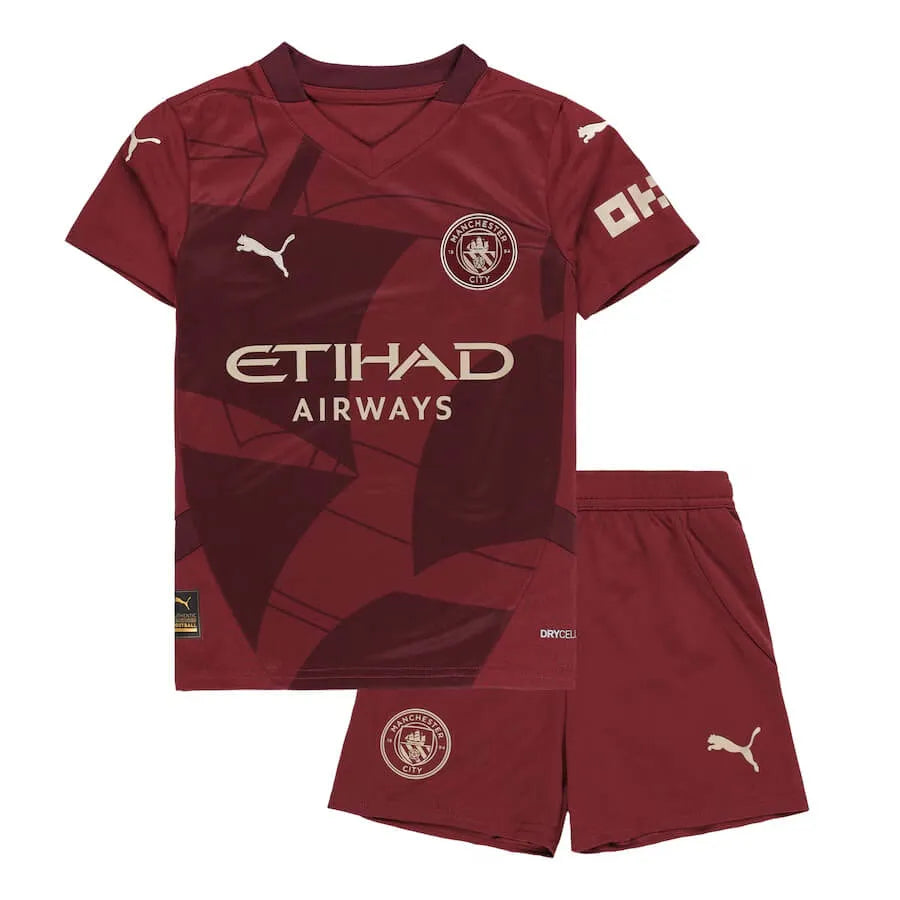 Conjunto Infantil Manchester City Iii 24/25 Vinho