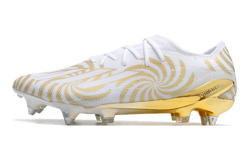 Chuteira Campo Adidas X Speedportal1 Ponta De Aluminio Branca E Dourada Benzema Balon Dor
