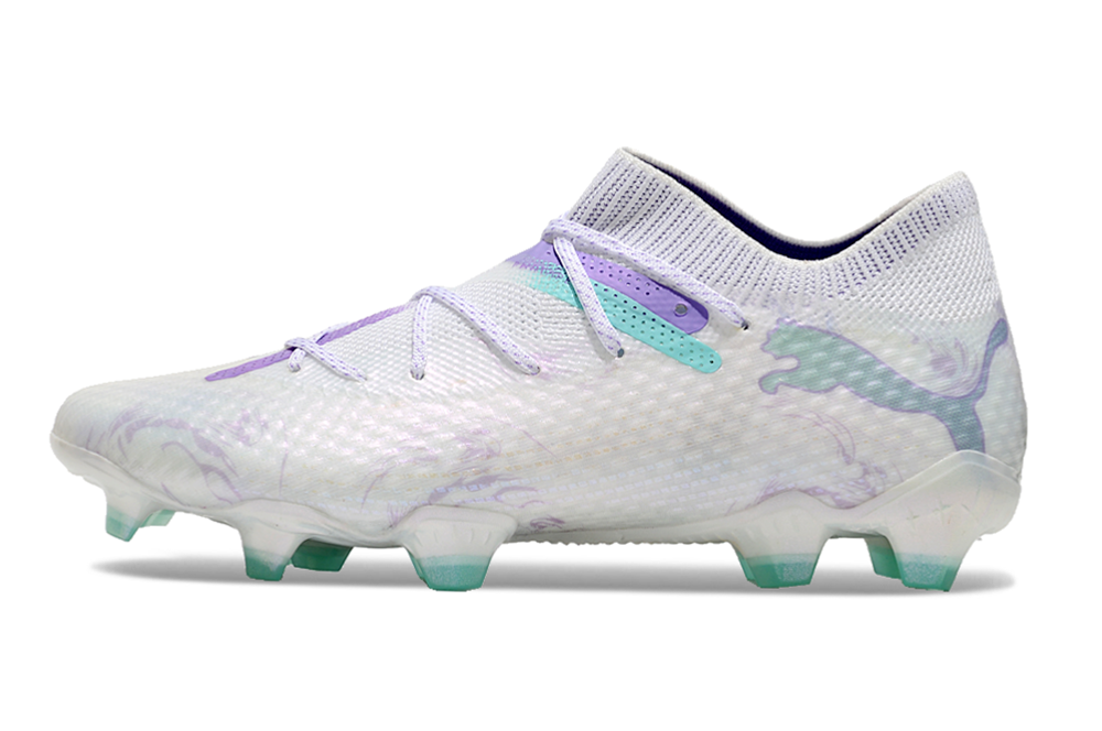 Chuteira Campo Puma Future 7 Fg Branca Verde E Roxo Brilliance Pack
