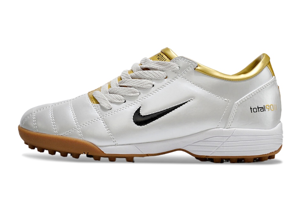 Chuteira Society Nike Total 90 Tf Branca E Dourada