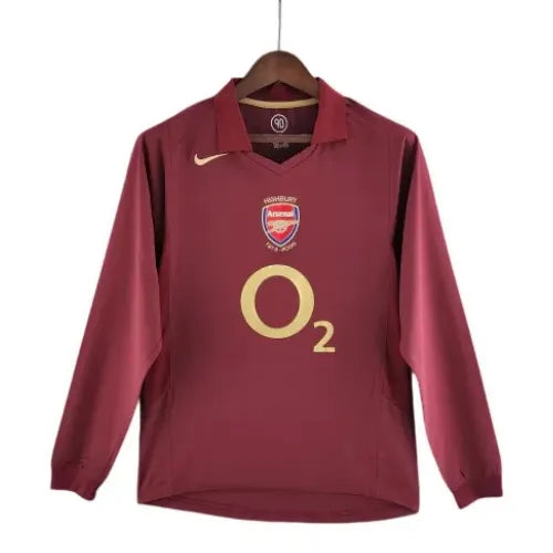 Camisa Arsenal Home 05/06 Retro Manga Longa Vinho