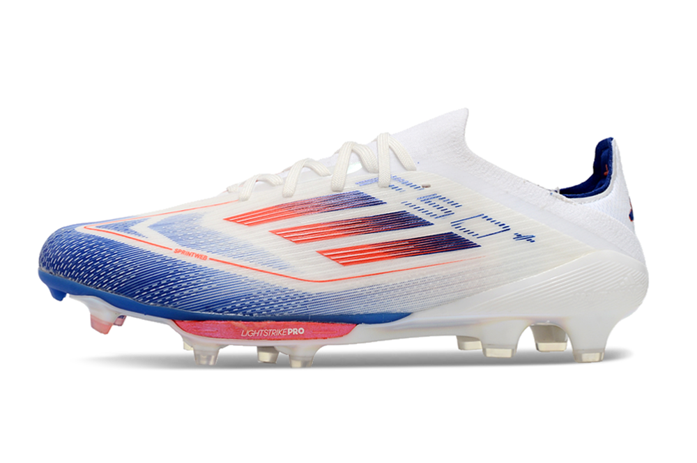 Chuteira Campo Adidas F50 Fg Branca Azul E Vermelho Advancement Pack