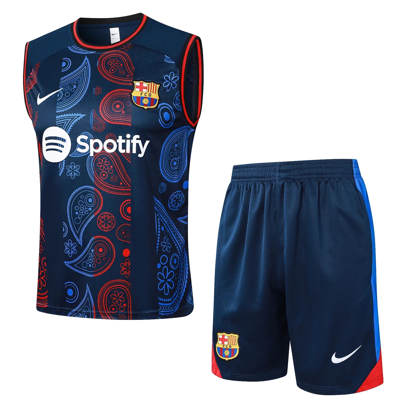 Conjunto Barcelona Treino Regata 24/25 Vermelho E Azul