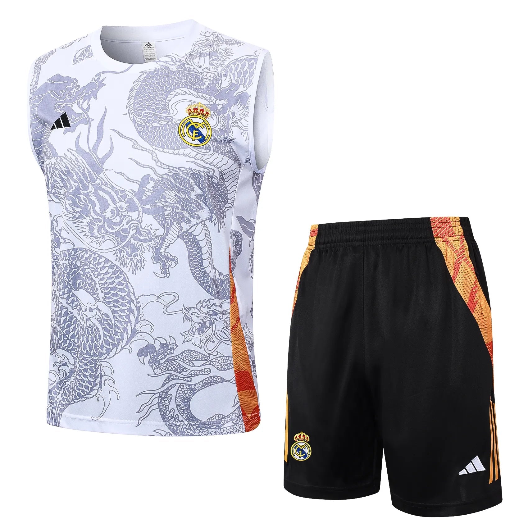 Conjunto Real Madrid Treino Regata 24/25 Branco Drago