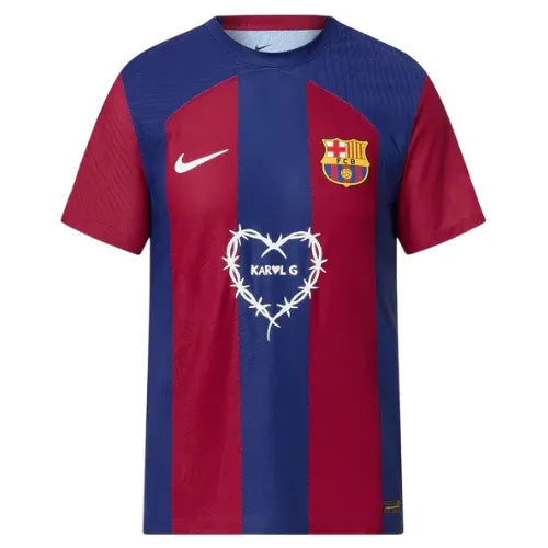 Camisa Barcelona Edição Especial Karol G 23/24 Azul E Vermelha