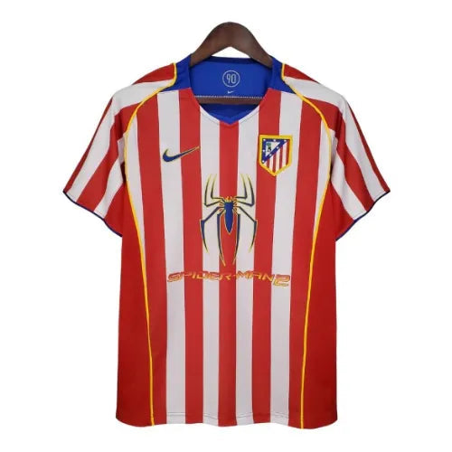 Camisa Atlético De Madrid Spider 04/05 Retro Branca E Vermelha