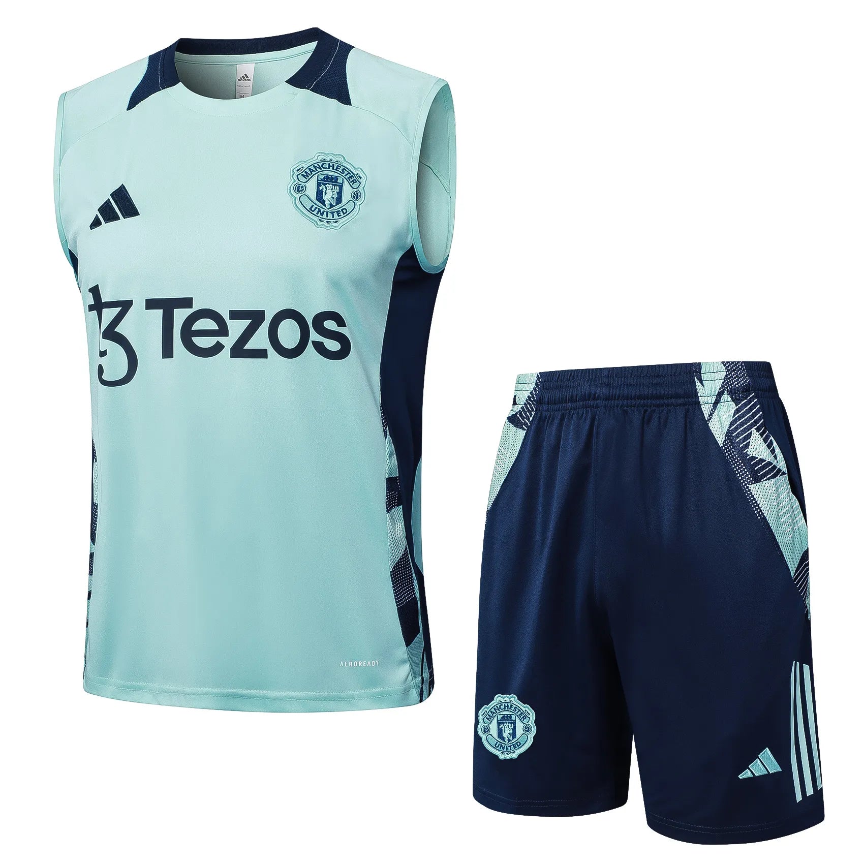 Conjunto Manchester United Treino Regata 24/25 Azul Turquesa
