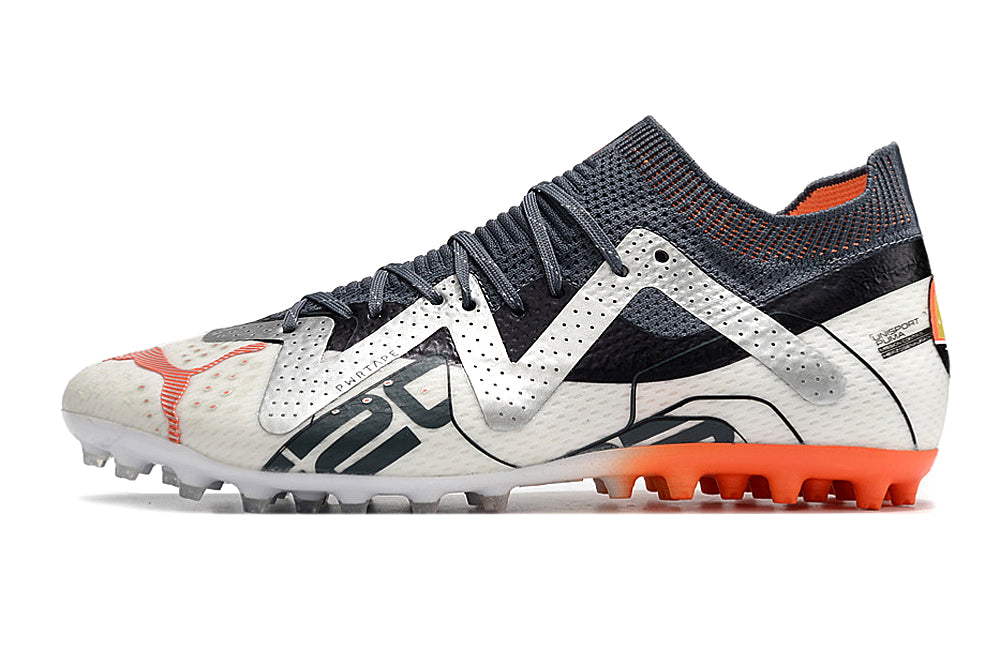 Chuteira Society Puma Future Ultimate Mg Branca E Laranja Astronaut Pack
