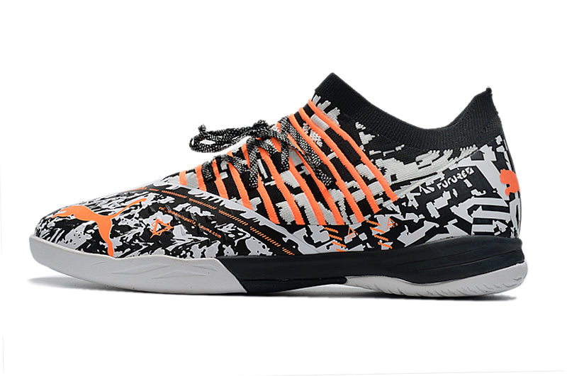 Chuteira Futsal Puma Future Z 13 Ic Preto Branco E Laranja Teaser