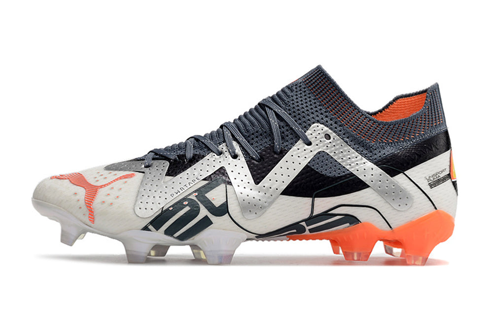 Chuteira Campo Puma Future Ultimate Fg Branca Prata E Laranja Astronaut Pack