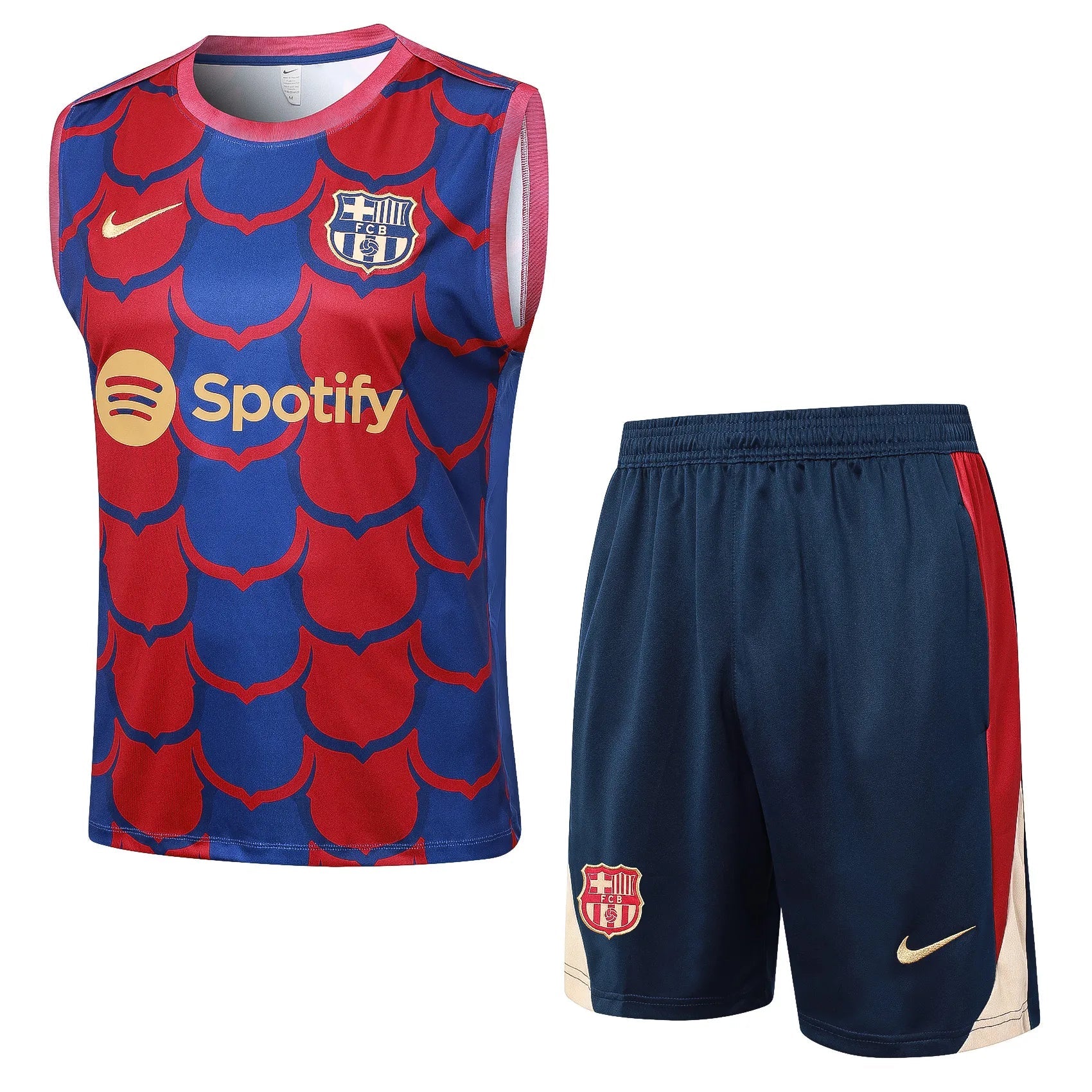 Conjunto Barcelona Treino Regata 24/25 Azul E Vermelho